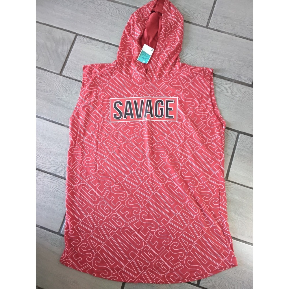 Hustle Gang Mens Savage All Over Print Sleeveless Hoodie Red XL New With Tags